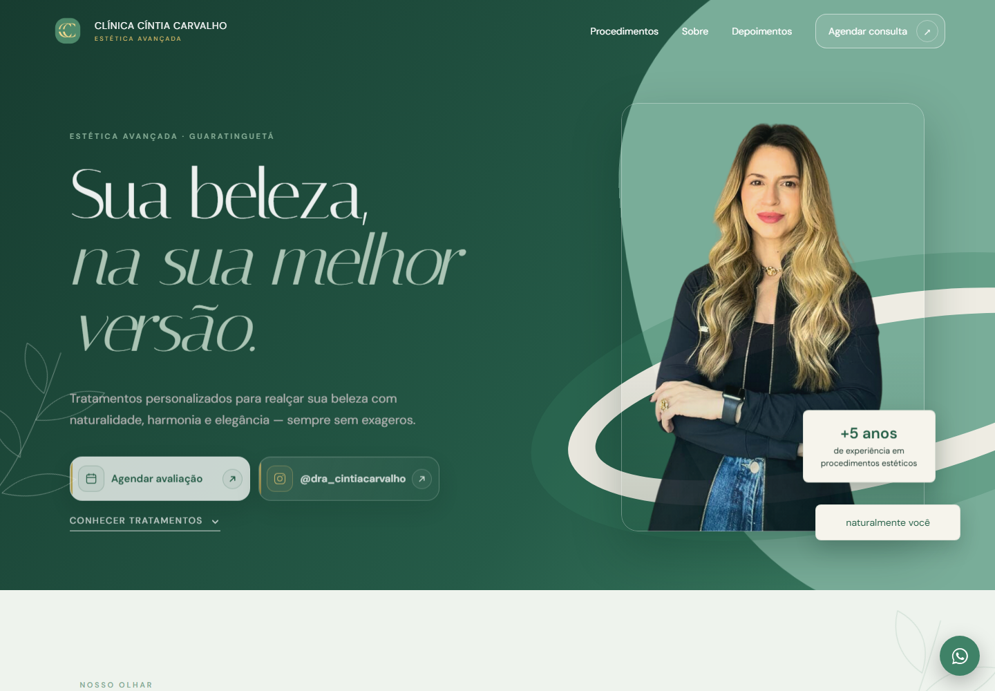 Prévia do site da Clínica Cíntia Carvalho