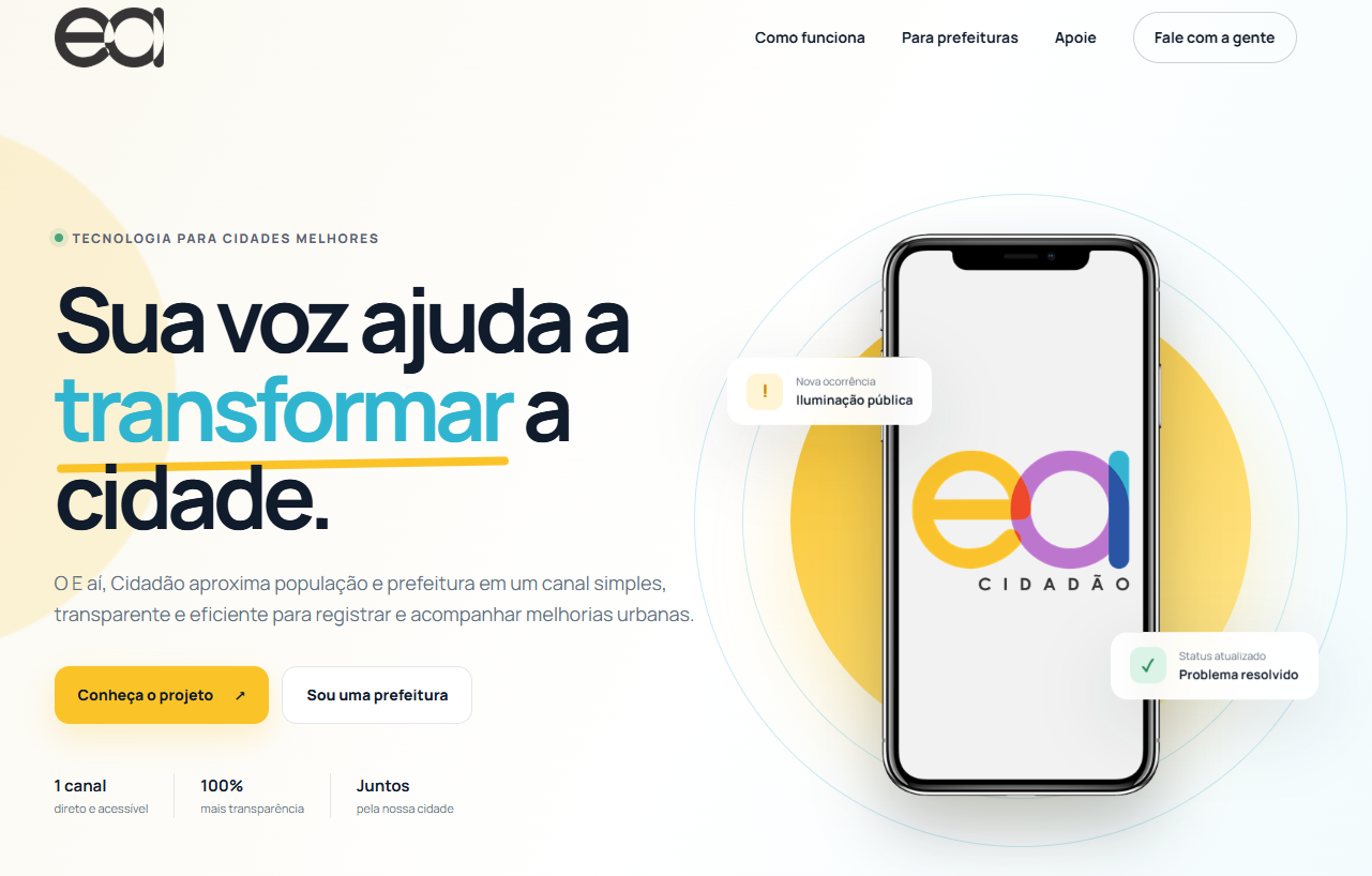 Prévia do site institucional E aí, Cidadão?